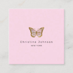 faux glitter butterfly  square  business card