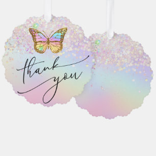 faux glitter butterfly thank you tree decoration card
