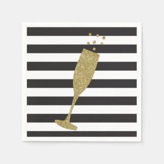 Faux Glitter Champagne Flute Chic Paper Napkins