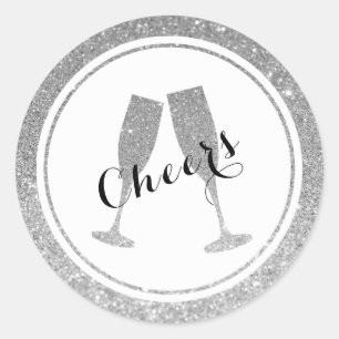 Faux Glitter Champagne Glasses Sticker