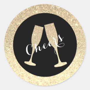Faux Glitter Champagne Glasses Sticker
