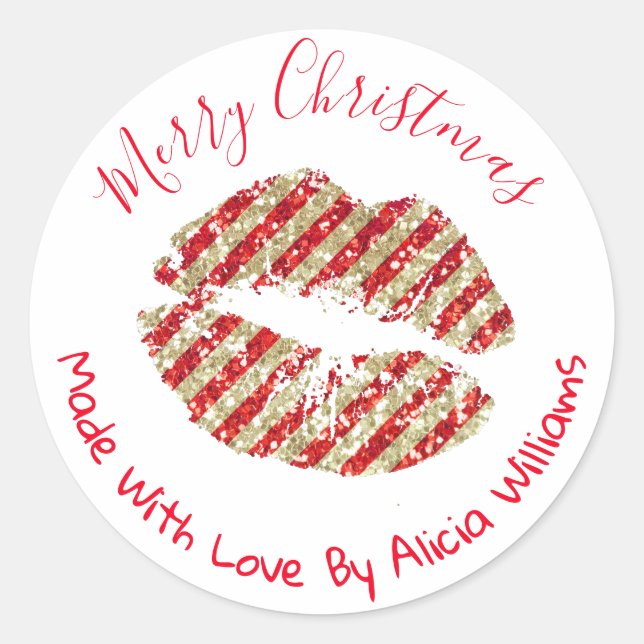 Faux Glitter Christmas DIY Handmade Business Label (Front)