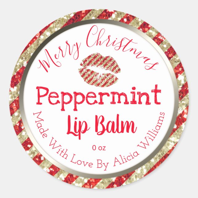 Faux Glitter Christmas DIY Handmade Lip Balm Label (Front)