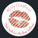 Faux Glitter Christmas Homemade Handmade Spa Label<br><div class="desc">This faux red and silver glitter lips sticker is a customisable label for someone who loves making their own christmas spa products to sell at fairs, fetes and at their own shop stall at a market. It can also be used for handmade gifts for family and friends. This can be...</div>