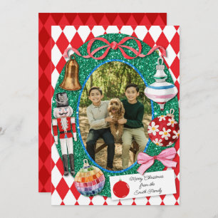 Faux Glitter Christmas Ornaments Card 