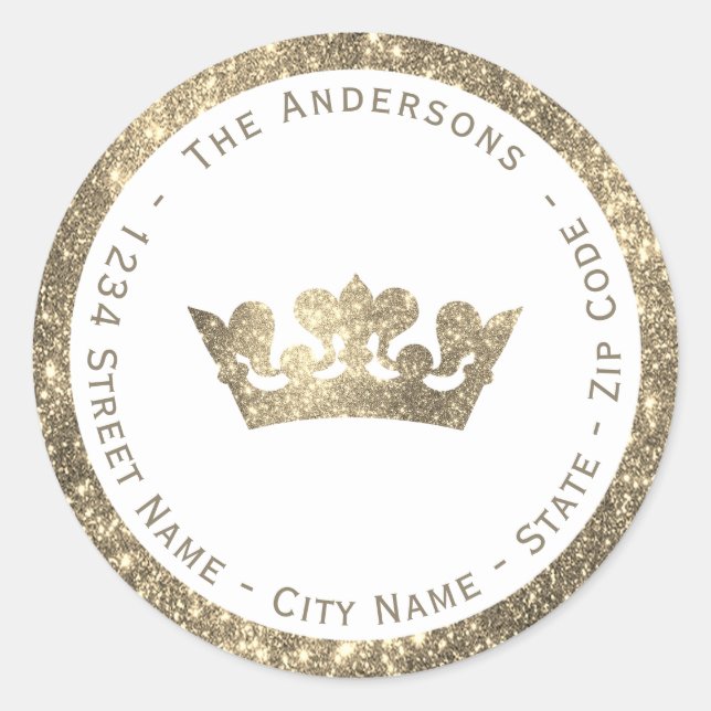 Faux Glitter Crown Return Address Label (Front)