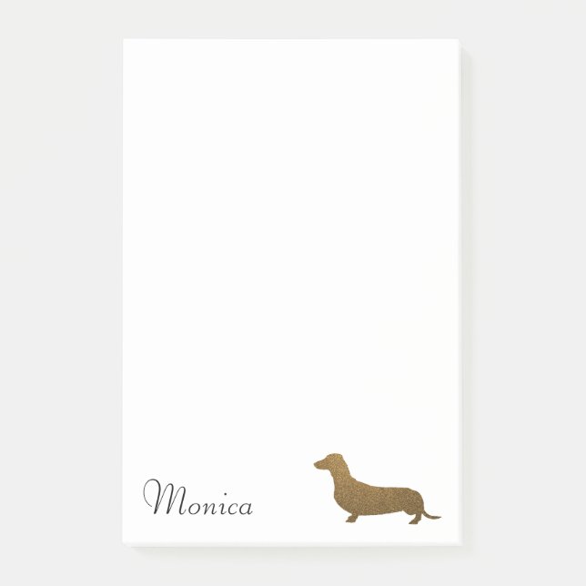 Faux Glitter Dachshund Icon | Custom Name Template Post-it Notes (Front)