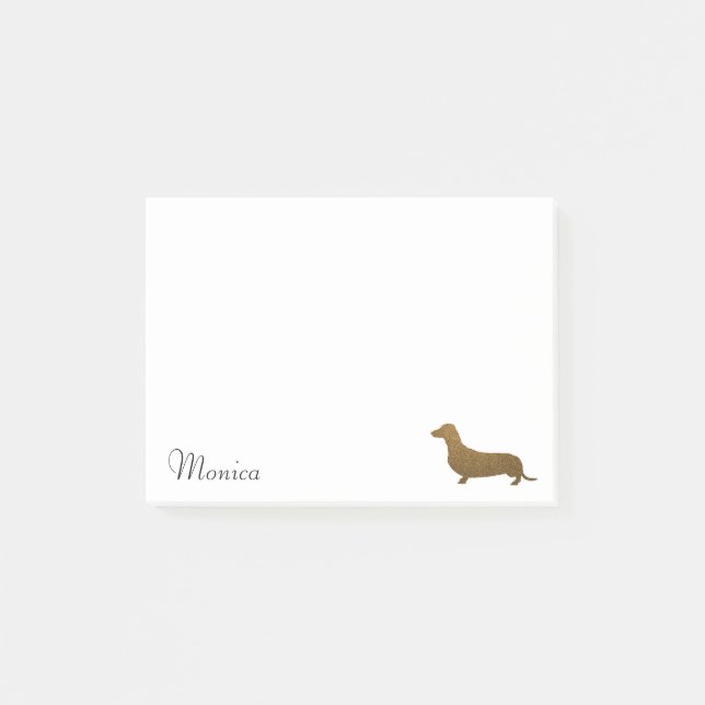 Faux Glitter Dachshund Icon | Custom Name Template Post-it Notes (Front)