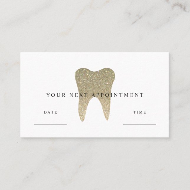 Faux Glitter Dental Appointment Card (Front)