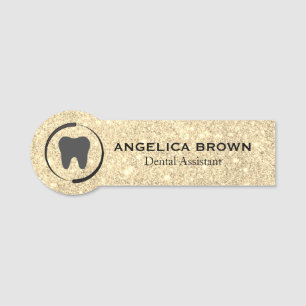 Faux Glitter Dental Assistant Name Tag