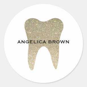 Faux Glitter Dental Classic Round Sticker
