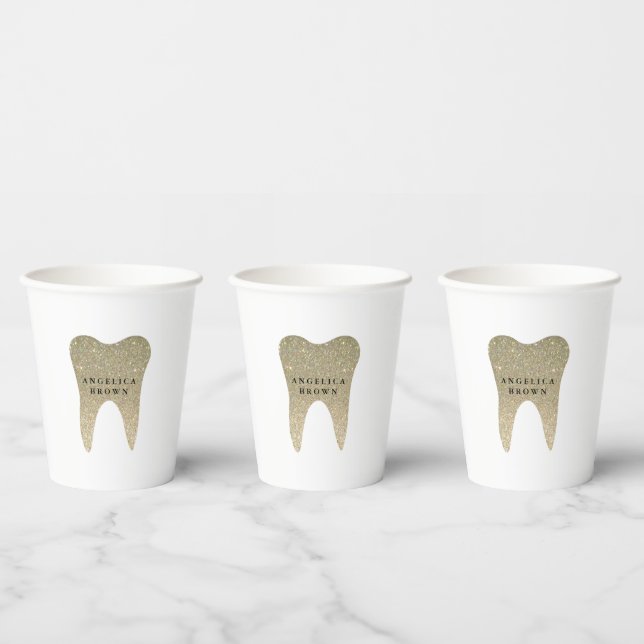 Faux Glitter Dental Office Paper Cups (Multi)