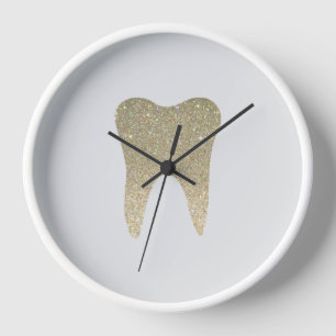 Faux Glitter Dental Wood Framed Large Clock