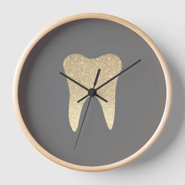 Faux Glitter Dental Wood Framed Large Clock (Front)