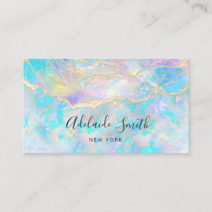 faux glitter details opal stone business card