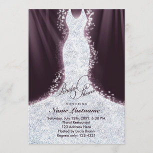 Faux Glitter Diamond Dress Bridal Shower Invite