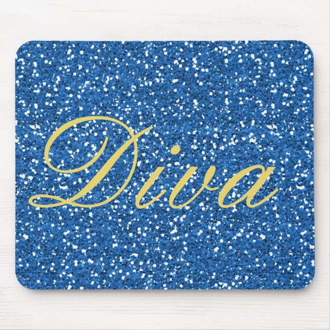 Faux Glitter Diva Design in Blue Mouse Mat (Front)
