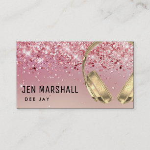 faux glitter DJ headphones Business Card