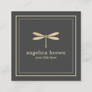 Faux Glitter Dragonfly Business Card