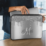 Faux Glitter Drips Metal  Monogram Trendy  Laptop Sleeve<br><div class="desc">This design may be personalized in the area provided by changing the photo and/or text. Or it can be customized by clicking Personalize this Template and then choosing the click to customize further option and delete or change the color of the background, add text, change the text color or style,...</div>