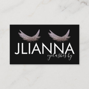 Faux Glitter Eyelashes Salon Black White   Business Card