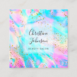 faux glitter faux iridescent square business card