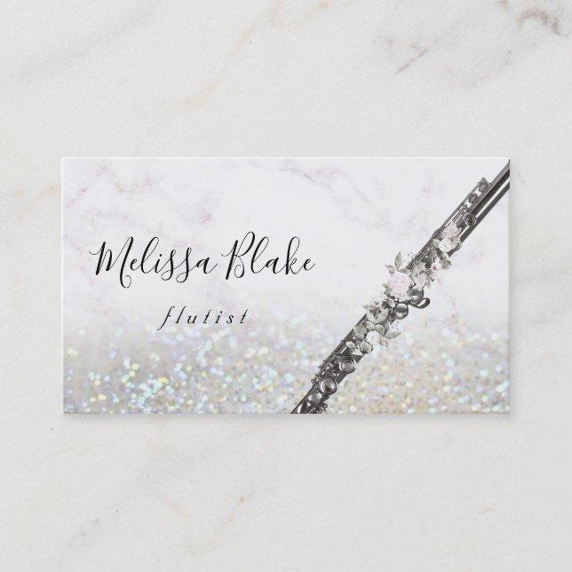 faux glitter flautist business card (Front)