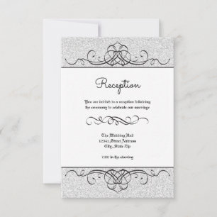 Faux Glitter Formal Vint Flourish-Reception Invite