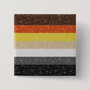 Faux Glitter Gay Bear Pride Flag Background 15 Cm Square Badge