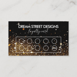 Faux Glitter Gold & Black Custom Loyalty Card