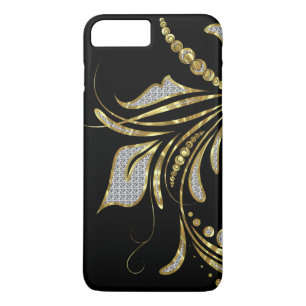 Faux Glitter & Gold Elegant Floral Swirl iPhone 8 Plus/7 Plus Case