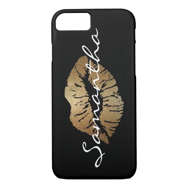 Faux Glitter Gold Kiss Case-Mate iPhone Case (Back)