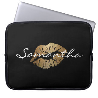 Faux Glitter Gold Kiss Laptop Sleeve