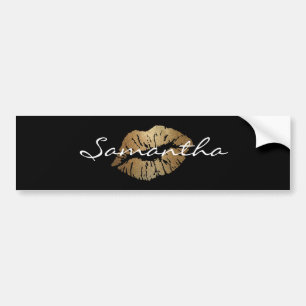 Faux Glitter Gold Kisses Bumper Sticker