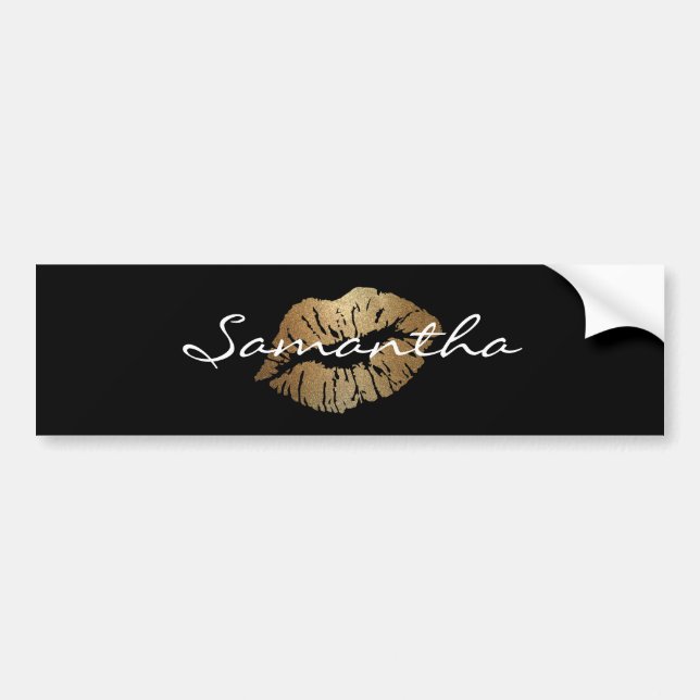 Faux Glitter Gold Kisses Bumper Sticker (Front)