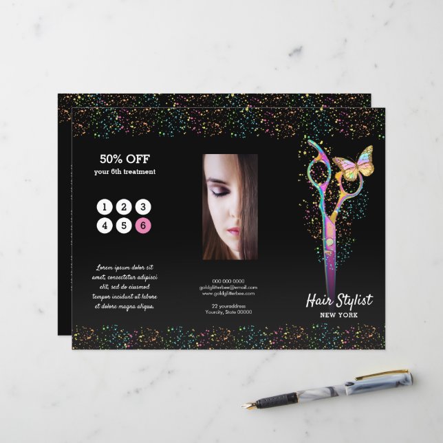 faux glitter hair stylist brochure (Front/Back In Situ)