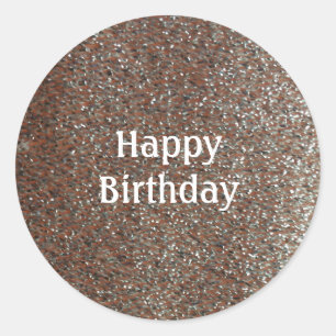 Faux Glitter Happy Birthday Classic Round Sticker