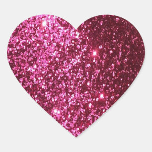 Faux Glitter - Hot Pink Heart Sticker