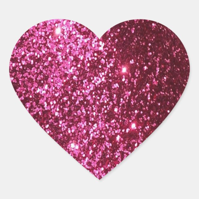 Faux Glitter - Hot Pink Heart Sticker (Front)