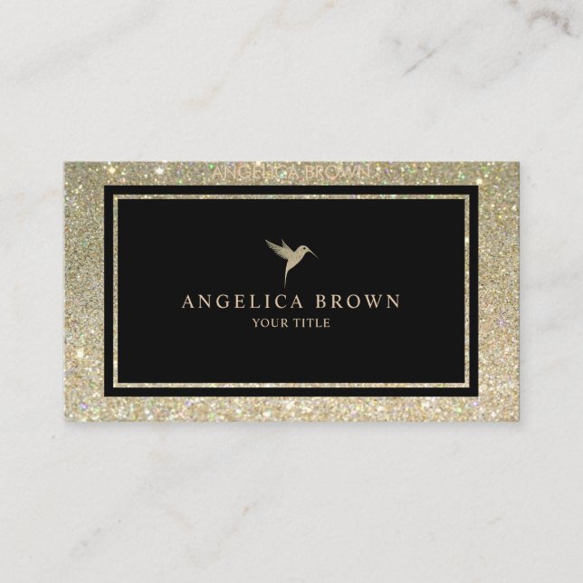 Faux Glitter Humming Bird Business Card (Front)