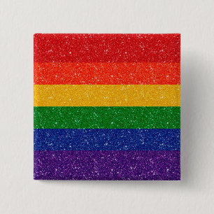 Faux Glitter LGBTQ Pride Rainbow Flag 15 Cm Square Badge