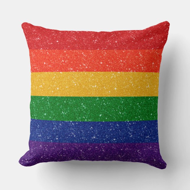 Faux Glitter LGBTQ Pride Rainbow Flag  Cushion (Front)