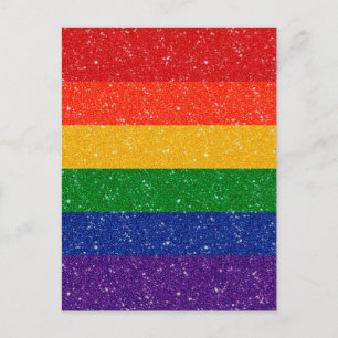 Faux Glitter LGBTQ Pride Rainbow Flag  Postcard