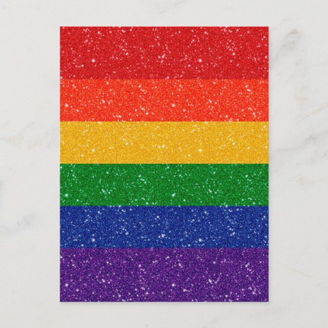 Faux Glitter LGBTQ Pride Rainbow Flag  Postcard (Front)