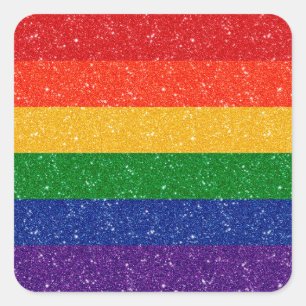 Faux Glitter LGBTQ Pride Rainbow Flag  Square Sticker