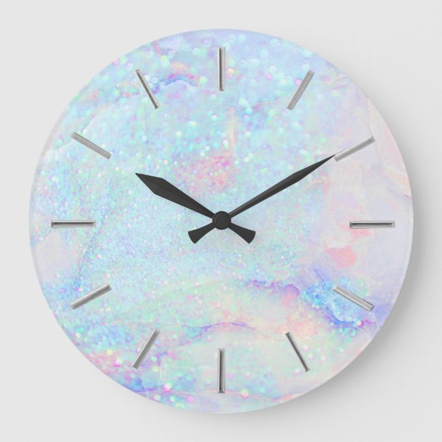 faux glitter marble art large clock (Front)