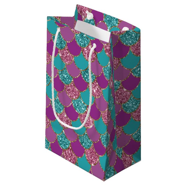Faux glitter mermaid scales pattern party bag (Front Angled)