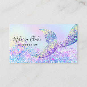 faux glitter mermaid tail business card