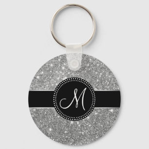 Faux Glitter Monogram Key Ring