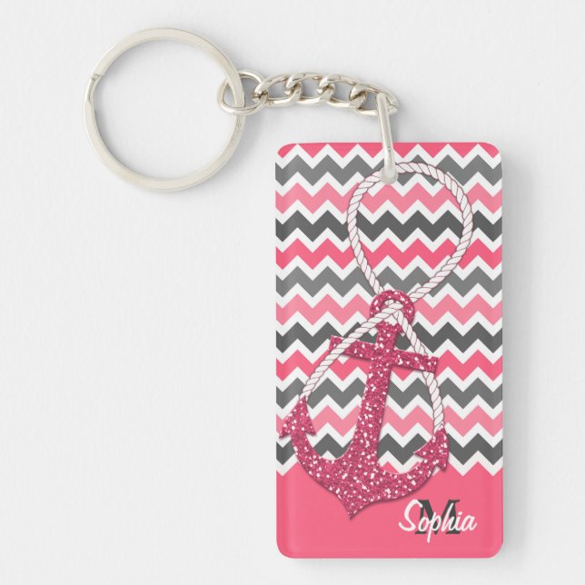 faux glitter nautical anchor infinity symbol key ring (Front)